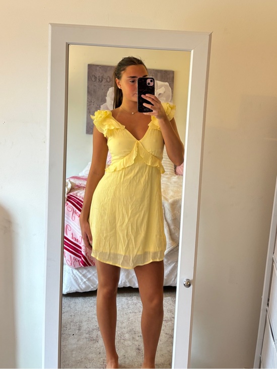 Francesca's Collections Dresses & Skirts - Francesca's Collections Sunny Yellow Ruffle Mini Dress